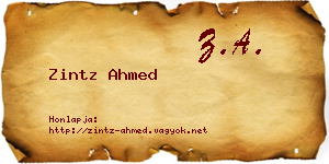 Zintz Ahmed névjegykártya